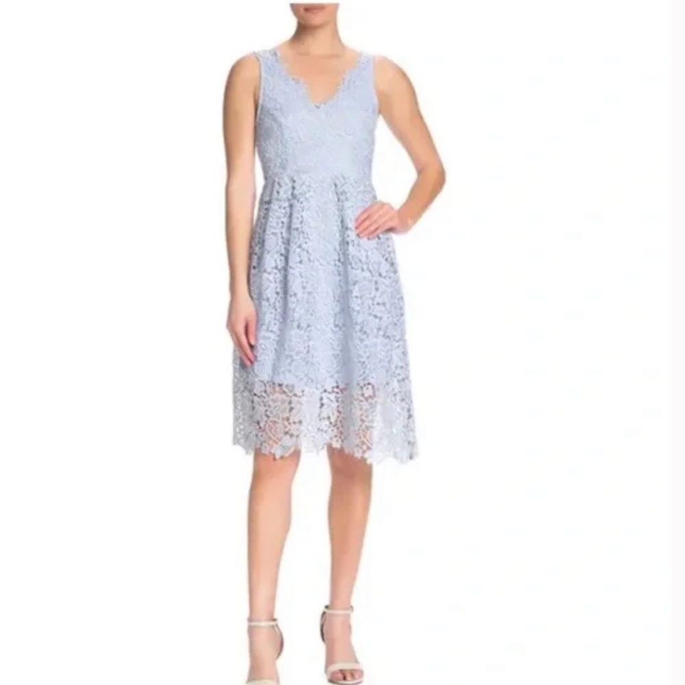 ASTR The Label V-Neck Lace Fit & Flare Dress
